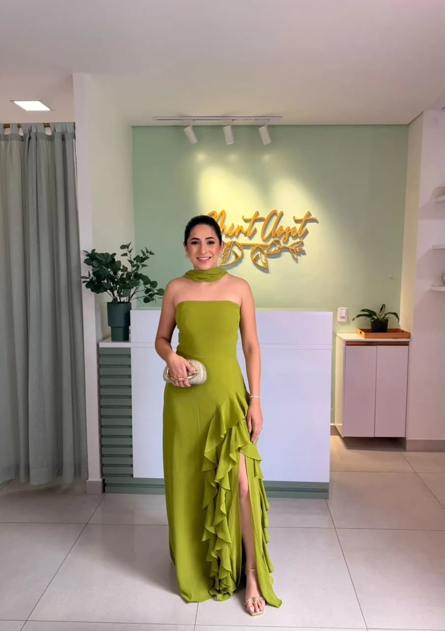 Vestido Tomara que Caia Verde Oliva Claro, foto 1