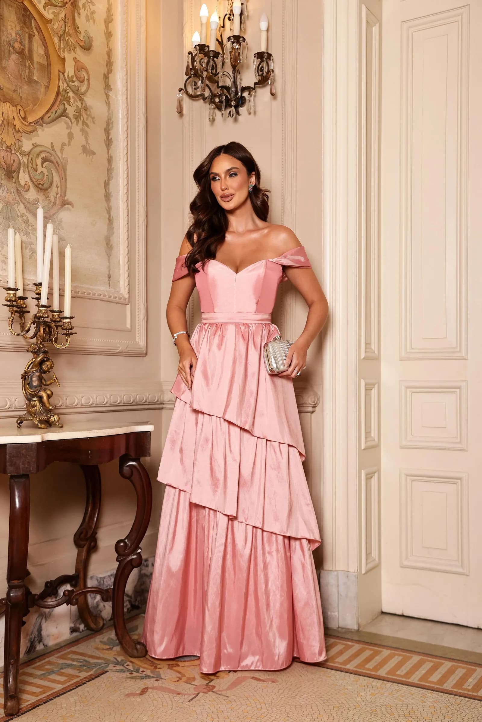 Vestido ombro a ombro Rosé, foto 1