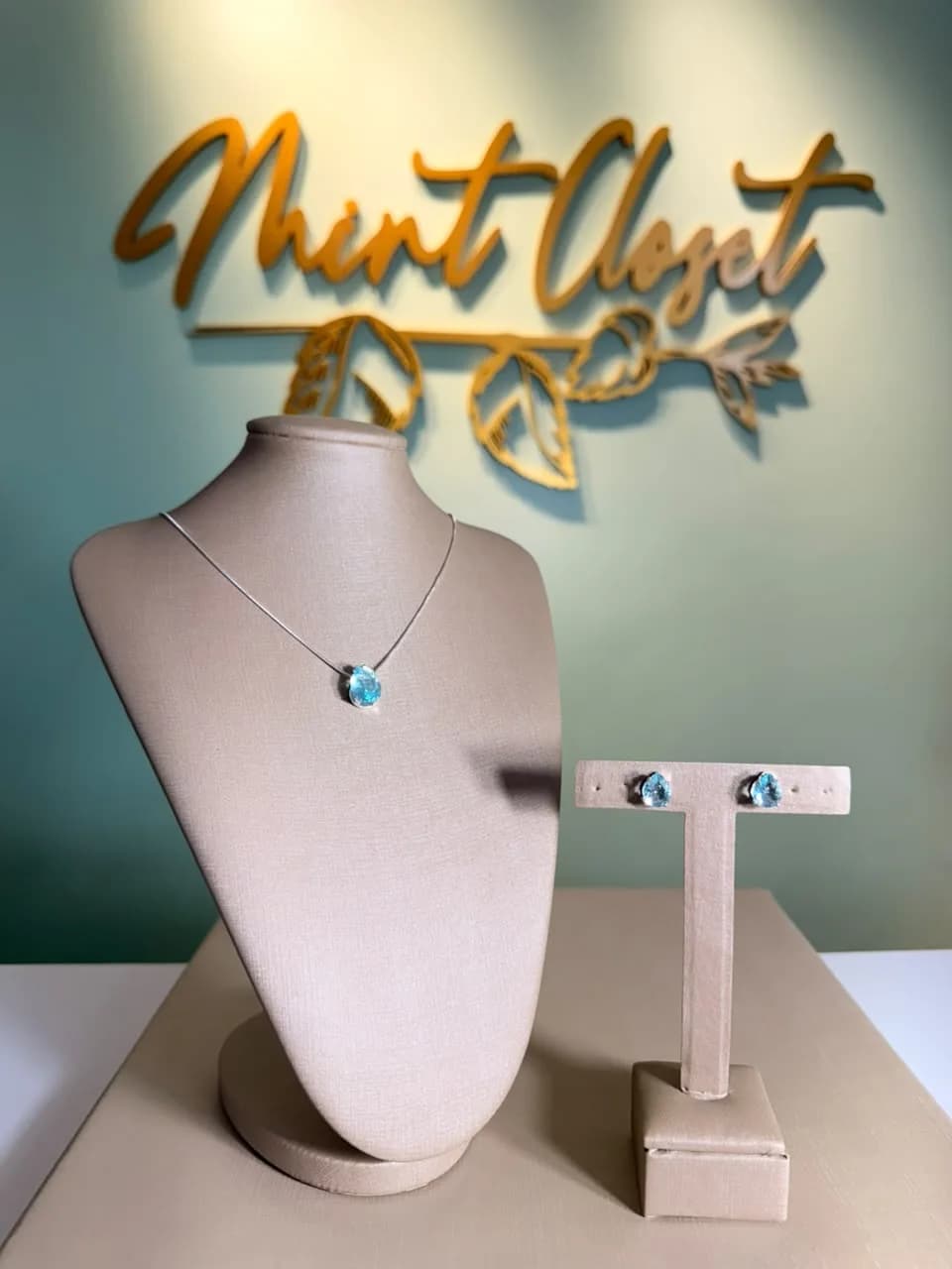 Kit Brinco e Colar Azul Bebê, foto 1